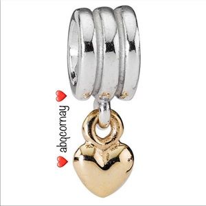 EUC Pandora 790173 Sterling Silver Bead w/ 14k Yellow Gold Heart Dangle Charm